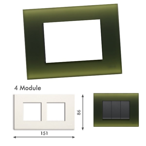 Picture of GM Casablanca POSB04004 Horizontal (2+2) 4M Candy Harbal Green Cover Plate With Frame