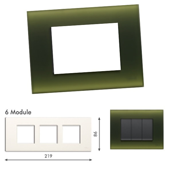 Picture of GM Casablanca POSB06005 Horizontal (2+2+2) 6M Candy Harbal Green Cover Plate With Frame