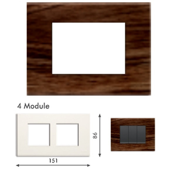 Picture of GM Casablanca PNSB04004 Horizontal (2+2) 4M Wood Dark Oak Cover Plate With Frame