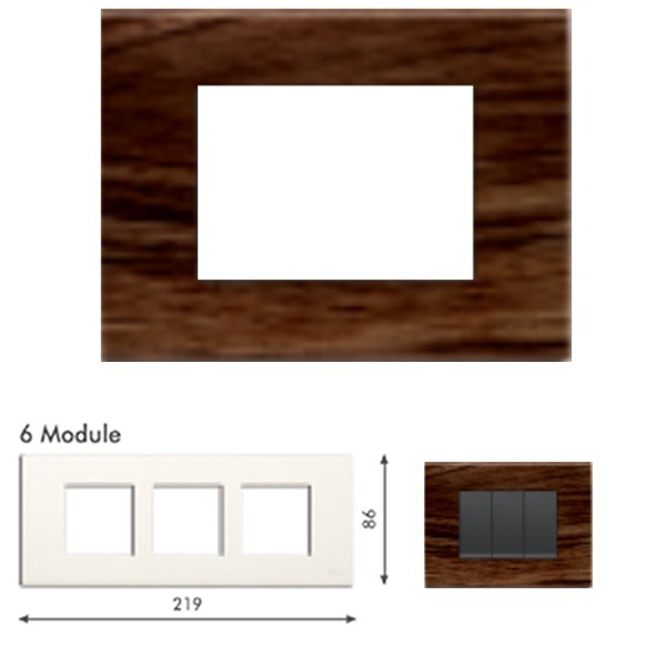 Picture of GM Casablanca PNSB06005 Horizontal (2+2+2) 6M Wood Dark Oak Cover Plate With Frame