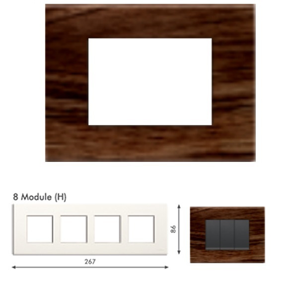 Picture of GM Casablanca PNSB08006 8M (2+2+2+2) Horizontal Wood Dark Oak Cover Plate With Frame