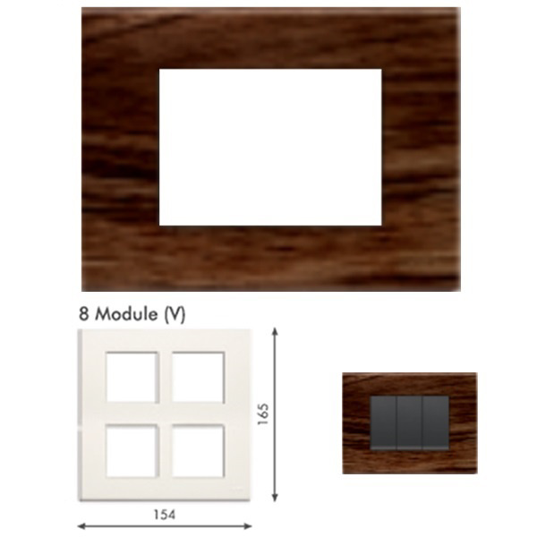 Picture of GM Casablanca PNSB08012 Vertical (2+2+2+2) 8M Wood Dark Oak Cover Plate With Frame