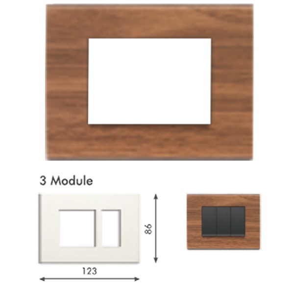 Picture of GM Casablanca PNSB03003 (2+1) 3M Wood Italian Walnut Cover Plate With Frame