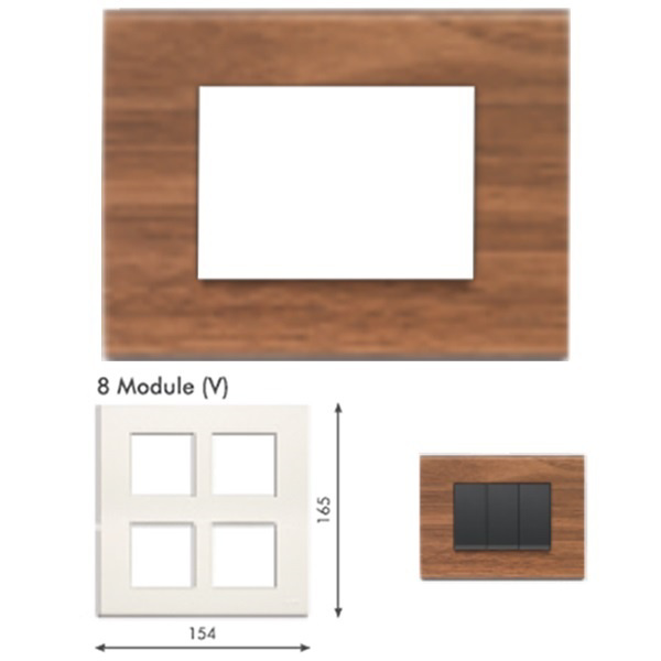 Picture of GM Casablanca PNSB08012 8M (2+2+2+2) Vertical Wood Italian Walnut Cover Plate With Frame