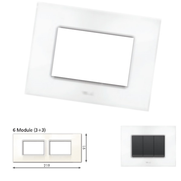 Picture of GM Casaviva PXSF06014 Glossy Horizontal (3+3) 6M White Cover Plate With Frame