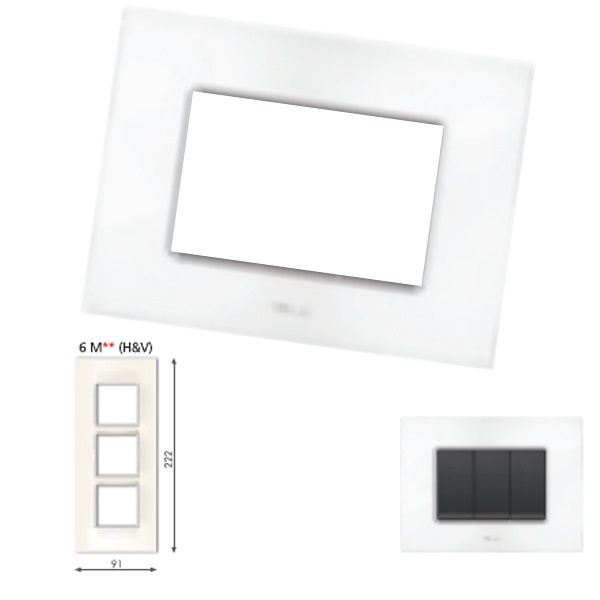 Picture of GM Casaviva PXSF06018 Glossy Vertical 6M White Cover Plate With Frame
