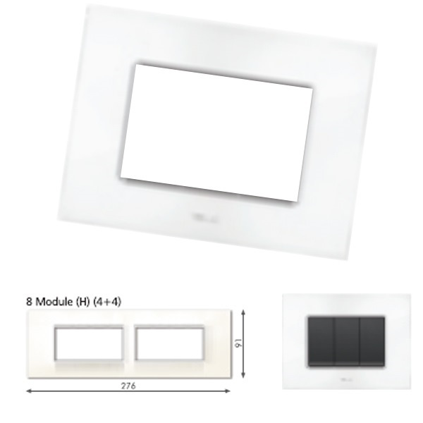 Picture of GM Casaviva PXSF08011 Glossy Horizontal (4+4) 8M White Cover Plate With Frame