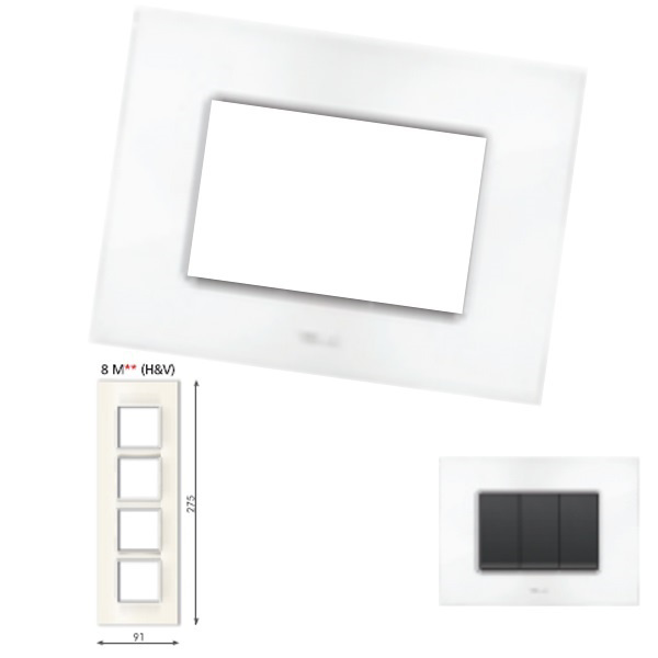 Picture of GM Casaviva PXSF08019 Glossy Vertical (2+2+2+2) 8M White Cover Plate With Frame
