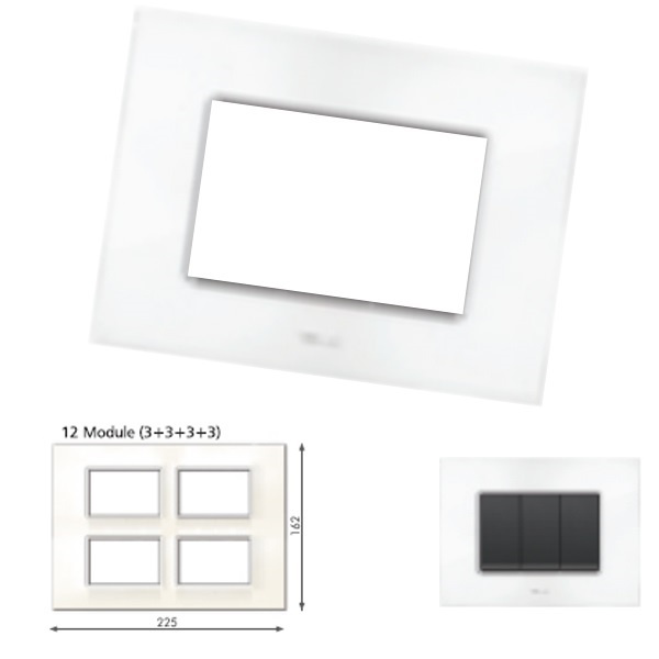 Picture of GM Casaviva PXSF12015 Glossy Vertical (3+3+3+3) 12M White Cover Plate With Frame