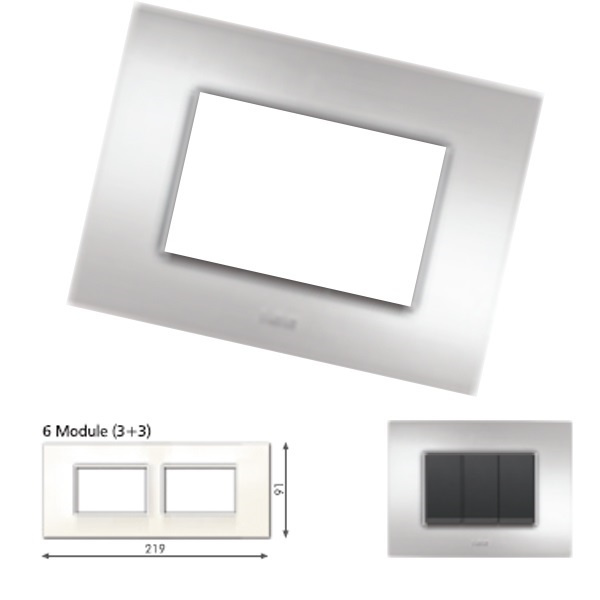 Picture of GM Casaviva PYSF06014 Metalik Horizontal (3+3) 6M Brazil Silver Cover Plate With Frame