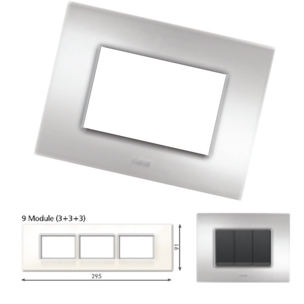 Picture of GM Casaviva PYSF09013 9M (3+3+3) Horizontal Metalik Brazil Silver Cover Plate With Frame