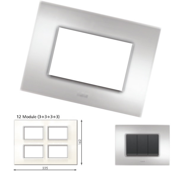 Picture of GM Casaviva PYSF12015 Metalik Vertical (3+3+3+3) 12M Brazil Silver Cover Plate With Frame