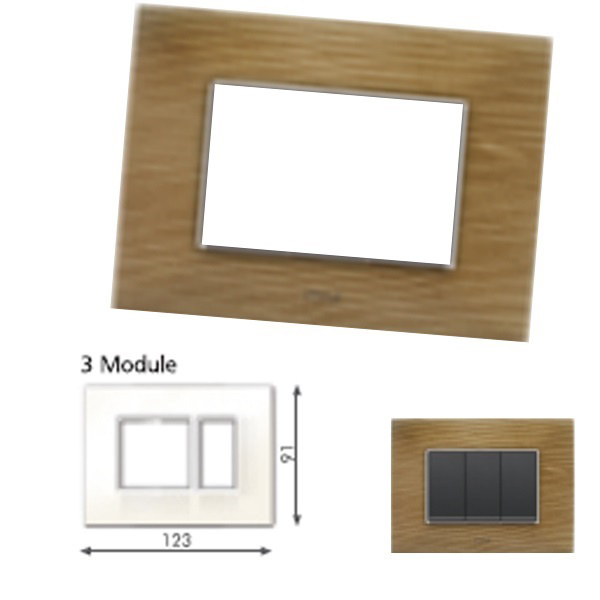 Picture of GM Casaviva PJSF03003 Wood (2+1) 3M Walnut Cover Plate With Frame
