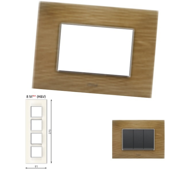 Picture of GM Casaviva PJSF08019 Wood Vertical (2+2+2+2) 8M Walnut Cover Plate With Frame