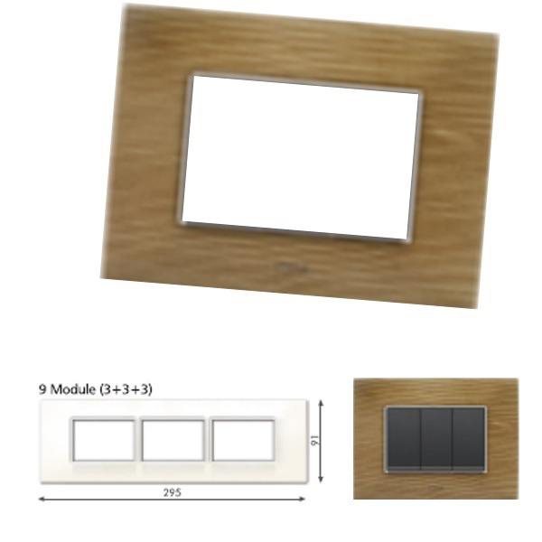 Picture of GM Casaviva PJSF09013 Wood Horizontal (3+3+3) 9M Walnut Cover Plate With Frame
