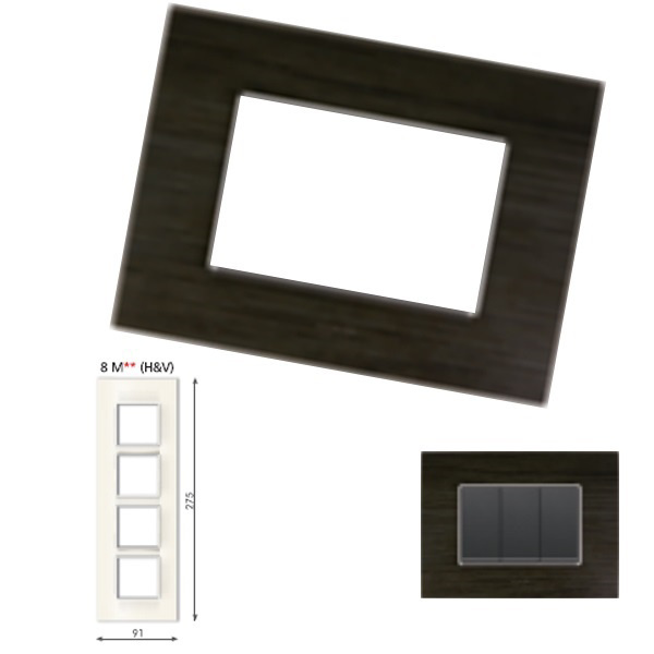 Picture of GM Casaviva PJSF08019 Wood Vertical (2+2+2+2) 8M Wenge Cover Plate With Frame