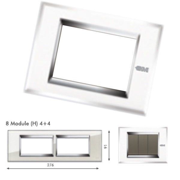 Picture of GM Naturalz PD08009 8M (4+4) Horizontal Exclusive Crystalline White Cover Plate With Frame