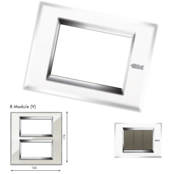 Picture of GM Naturalz PD08010 8M (4+4) Vertical Exclusive Crystalline White Cover Plate With Frame