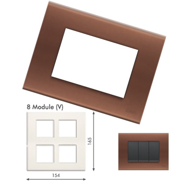 Picture of GM Casablanca PMSB08012 8M (2+2+2+2) Vertical Metalik Irish Coffee Cover Plate With Frame