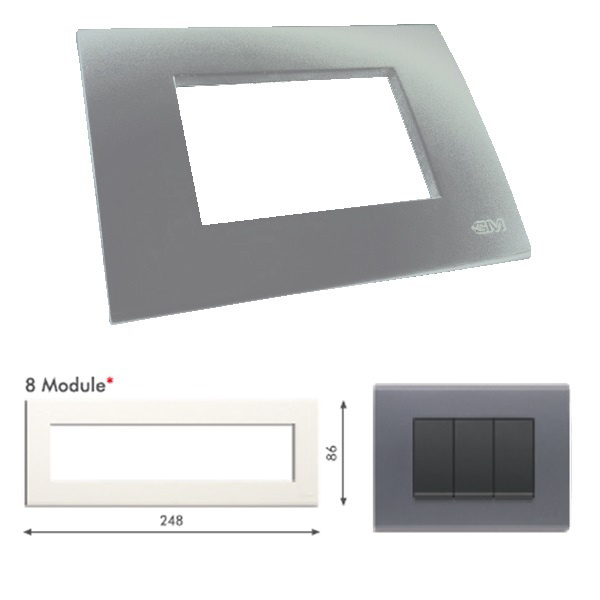 Picture of GM Casablanca PMSB08011 8M Horizontal Metalik Platinum Grey Cover Plate With Frame