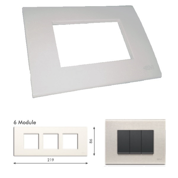 Picture of GM Casablanca PMSB06005 6M (2+2+2) Metalik Silver Strokes Cover Plate With Frame