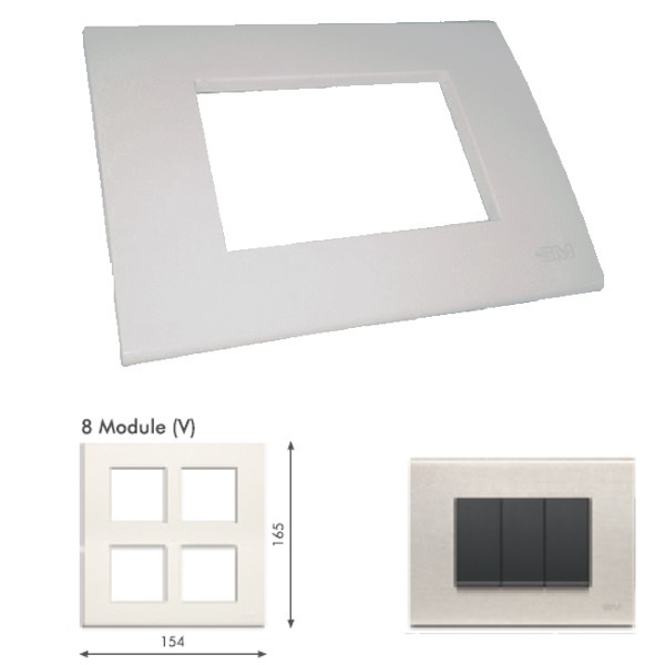 Picture of GM Casablanca PMSB08012 Vertical (2+2+2+2) 8M Metalik Silver Strokes Cover Plate With Frame