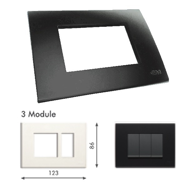 Picture of GM Casablanca PLSB03003 (2+1) 3M Soft Black Currant Cover Plate With Frame