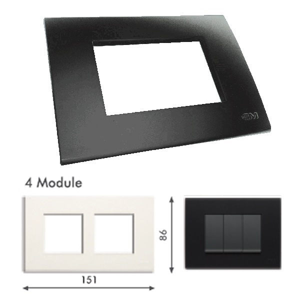Picture of GM Casablanca PLSB04004 Horizontal (2+2) 4M Soft Black Currant Cover Plate With Frame