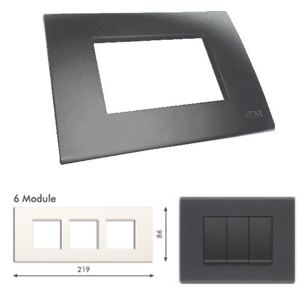 Picture of GM Casablanca PLSB06005 6M (2+2+2) Soft Magic Grey Cover Plate With Frame