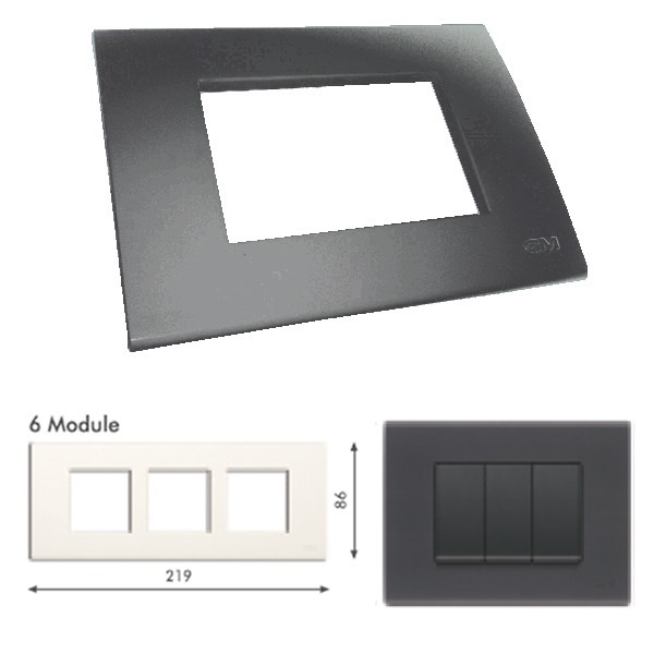Picture of GM Casablanca PLSB06005 Horizontal (2+2+2) 6M Soft Magic Grey Cover Plate With Frame
