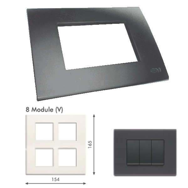 Picture of GM Casablanca PLSB08012 8M (2+2+2+2) Vertical Soft Magic Grey Cover Plate With Frame