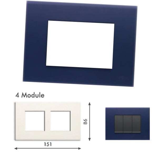 Picture of GM Casablanca PLSB04004 Horizontal (2+2) 4M Soft London Blue Cover Plate With Frame