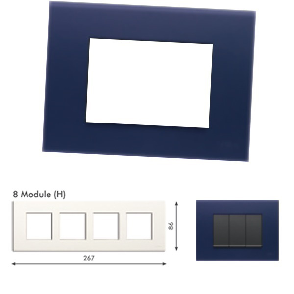 Picture of GM Casablanca PLSB08006 Horizontal (2+2+2+2) 8M Soft London Blue Cover Plate With Frame