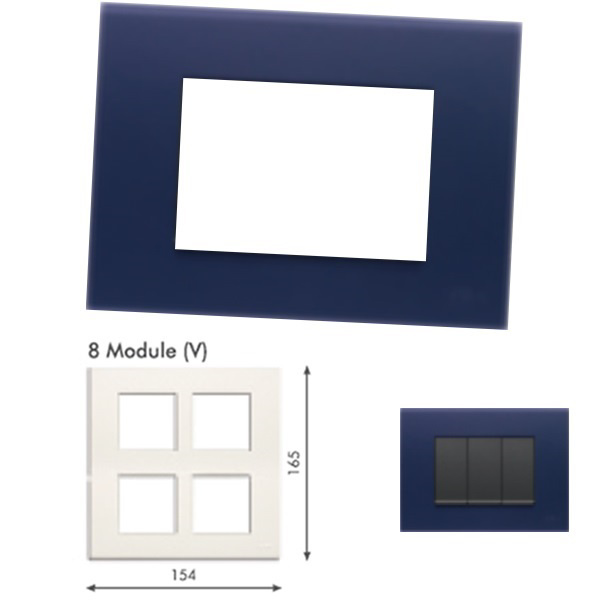 Picture of GM Casablanca PLSB08012 8M (2+2+2+2) Vertical Soft London Blue Cover Plate With Frame