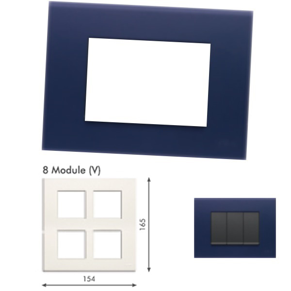 Picture of GM Casablanca PLSB08012 Vertical (2+2+2+2) 8M Soft London Blue Cover Plate With Frame