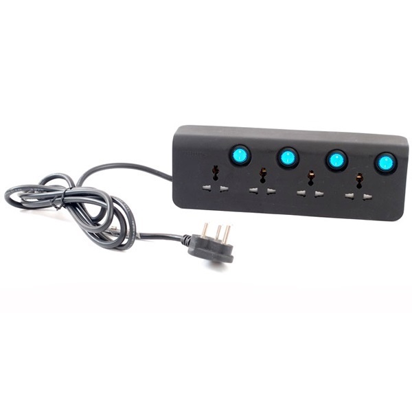 Picture of Philips 4+4 Black Spike & Surge Guard