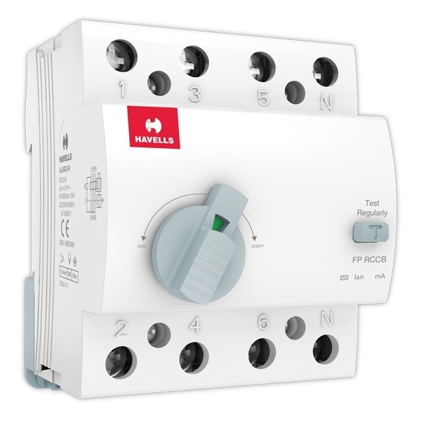 Picture of Havells 25A 100mA 4 Pole RCCB