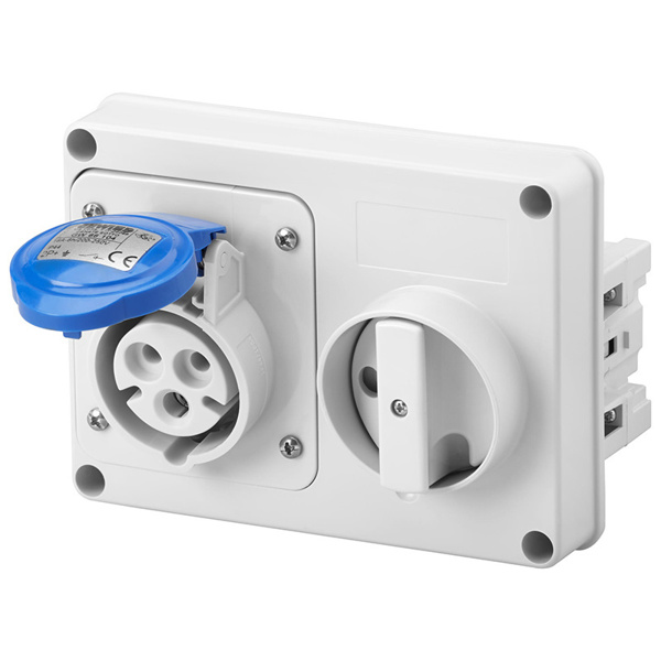 Picture of Gewiss GW66104 16A 240V 3 Pin Panel Interlock Socket IP 44