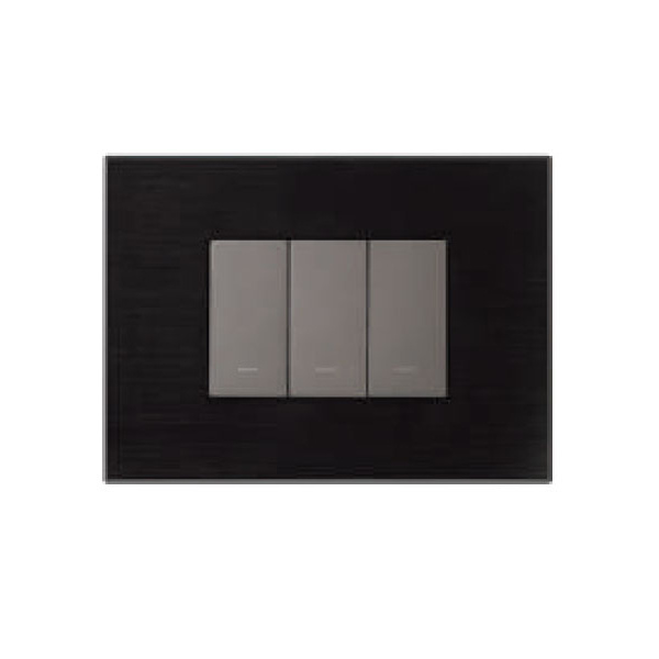 Picture of Lauritz Knudsen Englaze CB92103FB03 3 Module Shadow Black Metal Cover Plate With Frame