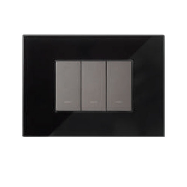 Picture of Lauritz Knudsen Englaze CB92101FB02 1 Module Midnight Black Glass Cover Plate With Frame