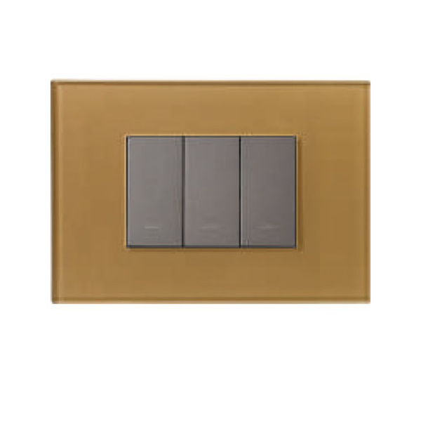 Picture of Lauritz Knudsen Englaze CB92102FC02 2 Module Champagne Gold Glass Cover Plate With Frame