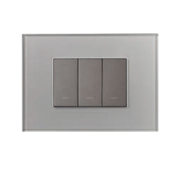 Picture of Lauritz Knudsen Englaze CB92103FS02 3 Module Silky Silver Glass Cover Plate With Frame