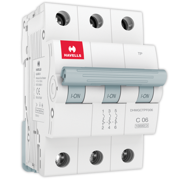 Picture of Havells 6A C-Curve 10kA 3 Pole MCB