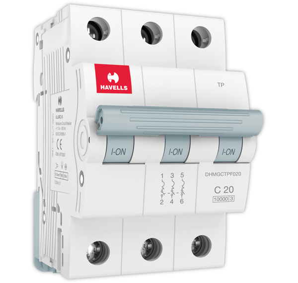 Picture of Havells 20A C-Curve 10kA 3 Pole MCB