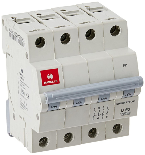 Picture of Havells 63A C-Curve 10kA 4 Pole MCB
