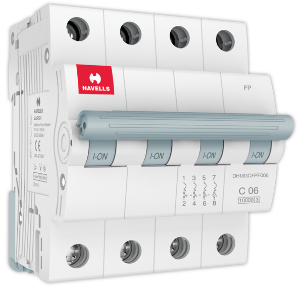 Picture of Havells 6A C-Curve 10kA 4 Pole MCB