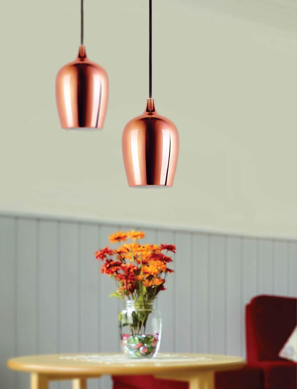 Buy Philips Lustre 41058 E27 (Bulb Base) Copper Pendant Light Online