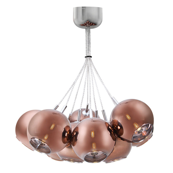 Picture of Philips Adonis 581856 G-9 (Bulb Base) Chrome & Red Copper Pendant Chandeliers