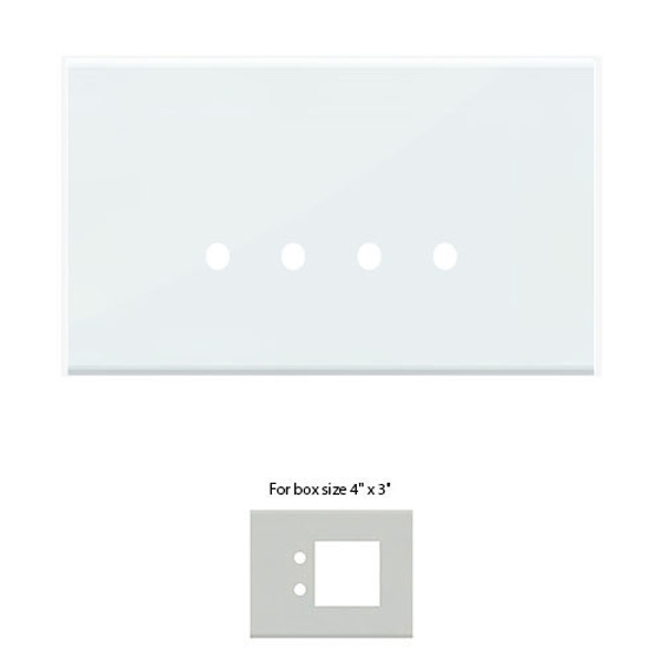 Picture of Norisys TG9 TG123.08 3M Size Plate With 2 Holes + 2M Window Ice White Solid Glass Cover Plates With Frames