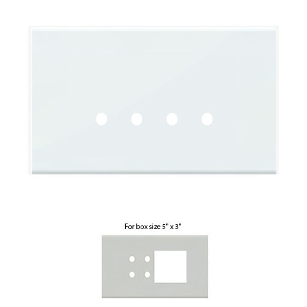 Picture of Norisys TG9 TG224.08 4M Size Plate With 4 Holes + 2M Window Ice White Solid Glass Cover Plates With Frames